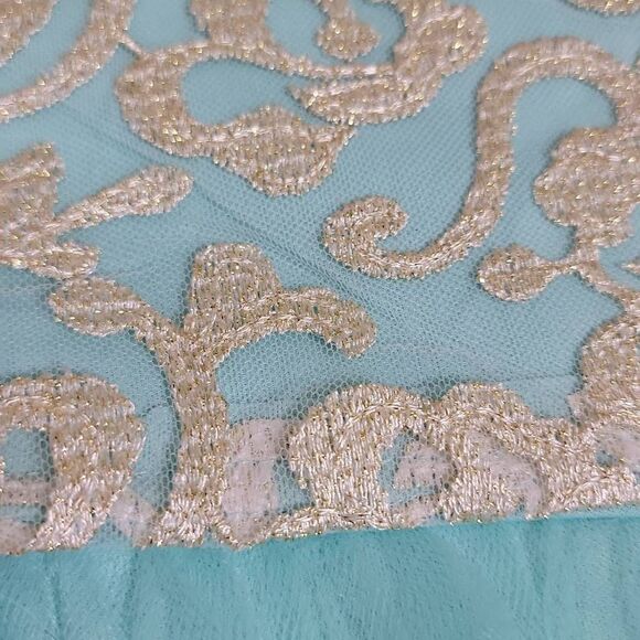 Emerald Gumdrops Floral Embroidered Metallic Tulle Popover Dress 7 - Picture 12 of 15